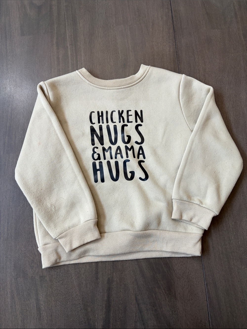 Kids Cream Sweatshirt with 'Chicken Nugs & Mama Hugs' Graphic